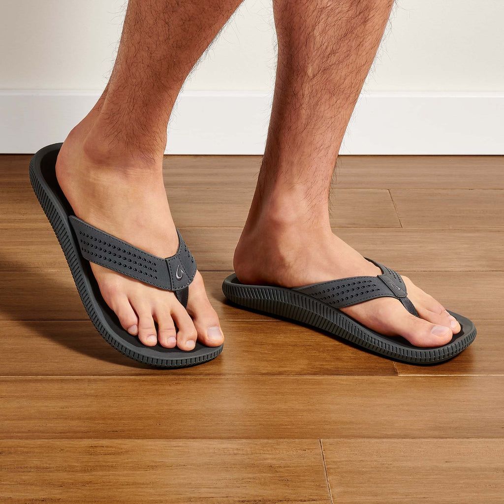 Men's Olukai Ulele Sandals Dark Grey | MTVJPOE-45