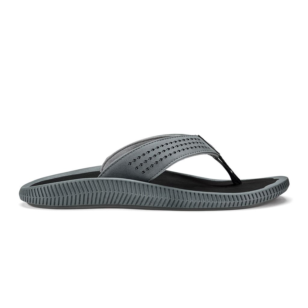 Men\'s Olukai Ulele Sandals Dark Grey | MTVJPOE-45