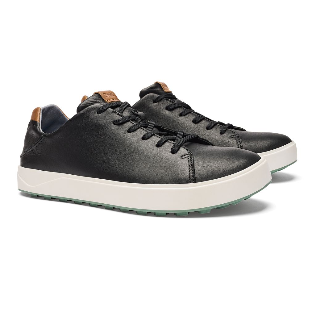 Men's Olukai Wai alae Golf Shoes Black | WOHNTGE-90