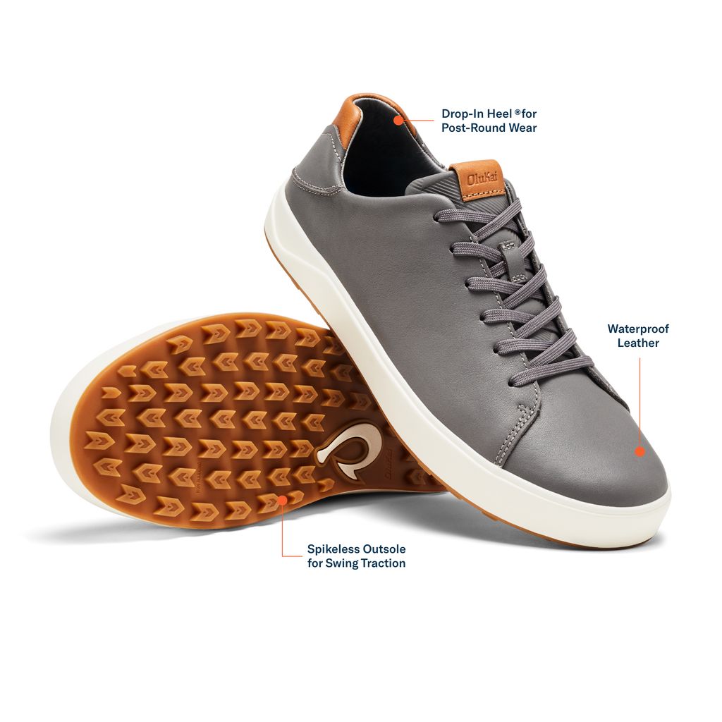 Men's Olukai Wai alae Golf Shoes Grey | DUMOTHI-94