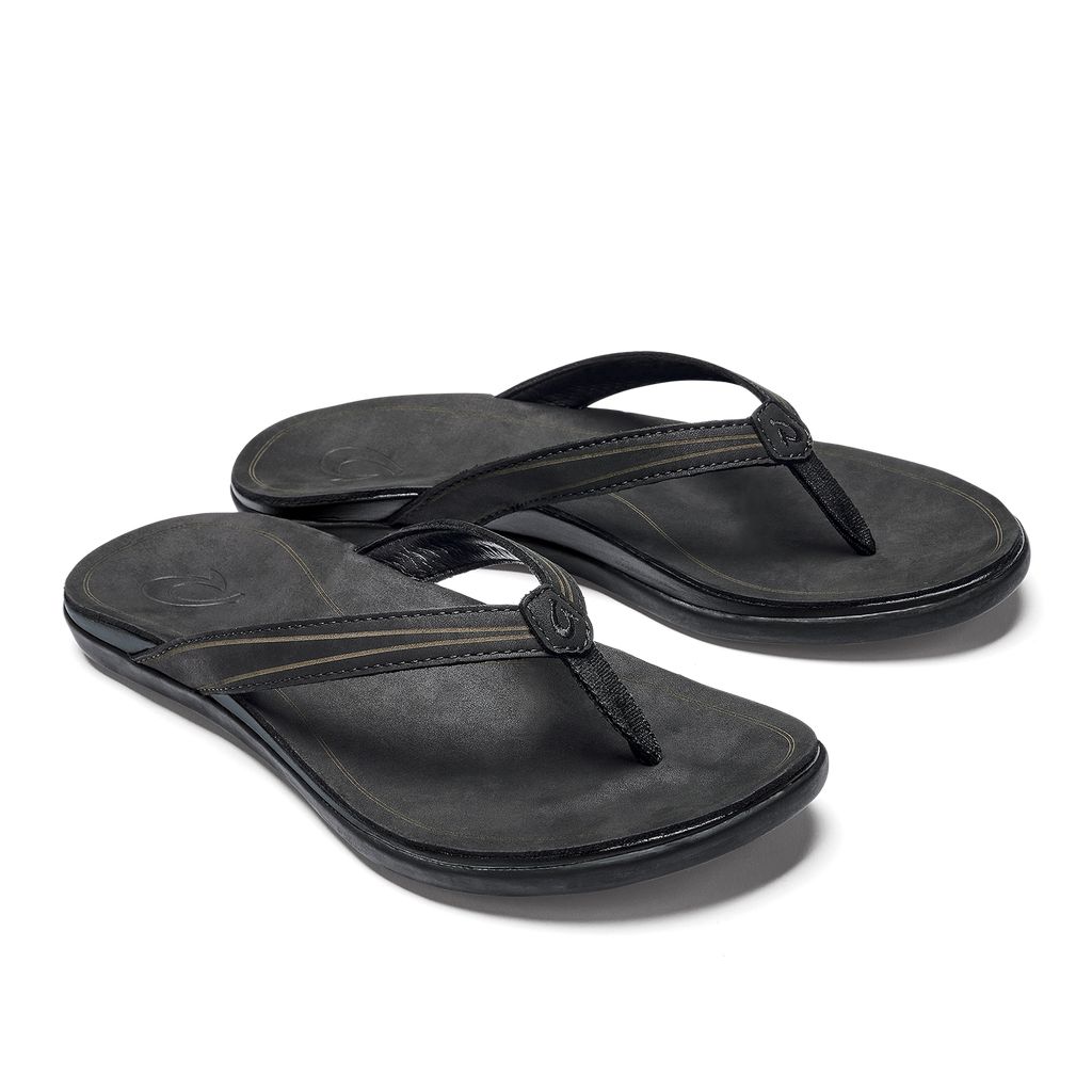 Women's Olukai Aukai Sandals Black | SQMXWOV-04