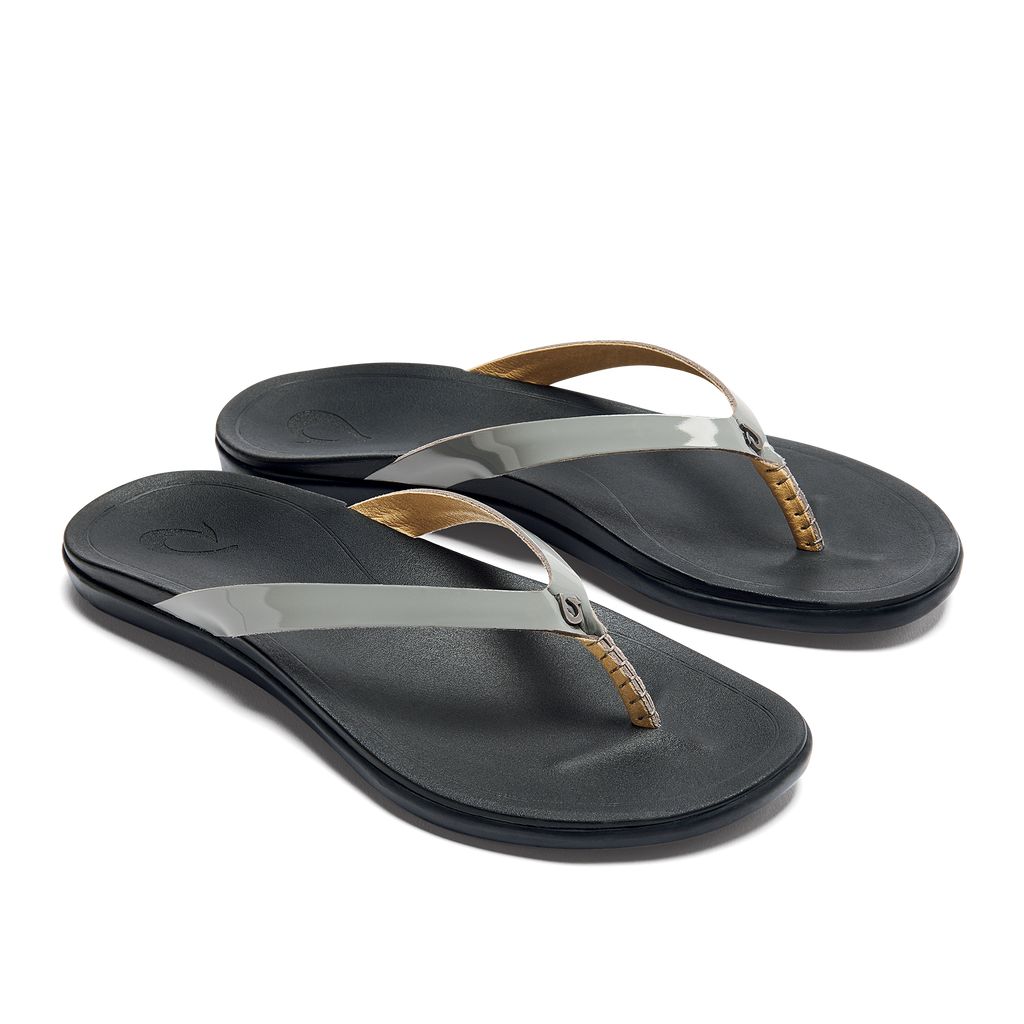 Women's Olukai Ho ōpio Leather Sandals Black | CTJGRHE-61