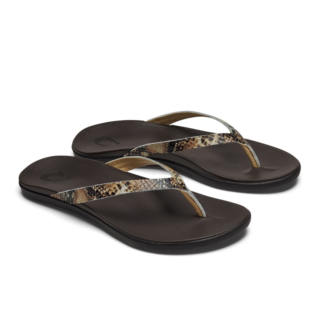 Women's Olukai Ho ōpio Leather Sandals Brown | KABEIQG-64