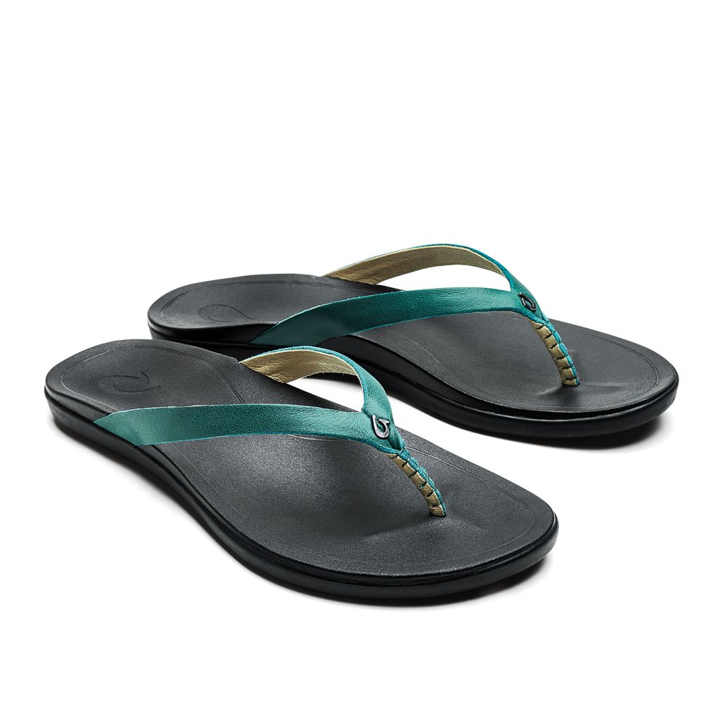 Women's Olukai Ho ōpio Leather Sandals Black | XLJADVP-18