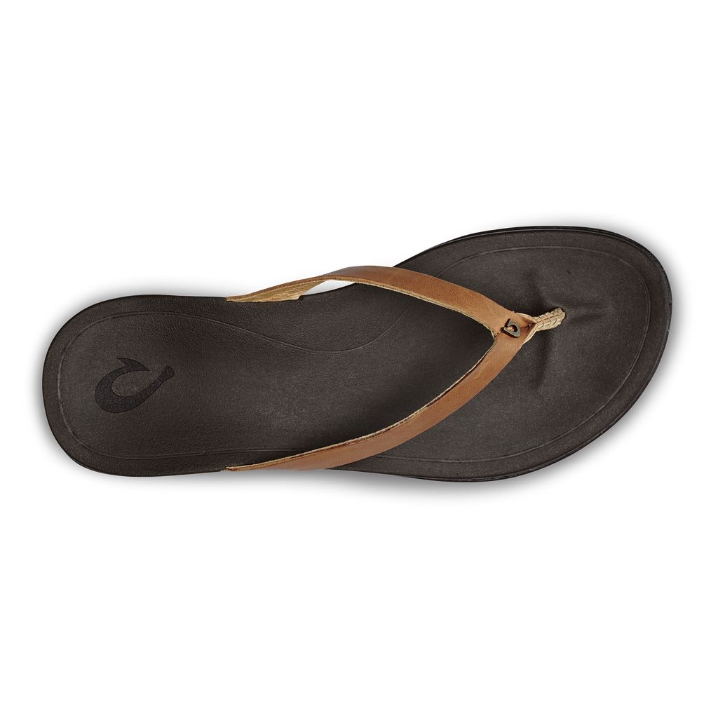 Women's Olukai Ho ōpio Leather Sandals Dark Brown | ODISNMV-53