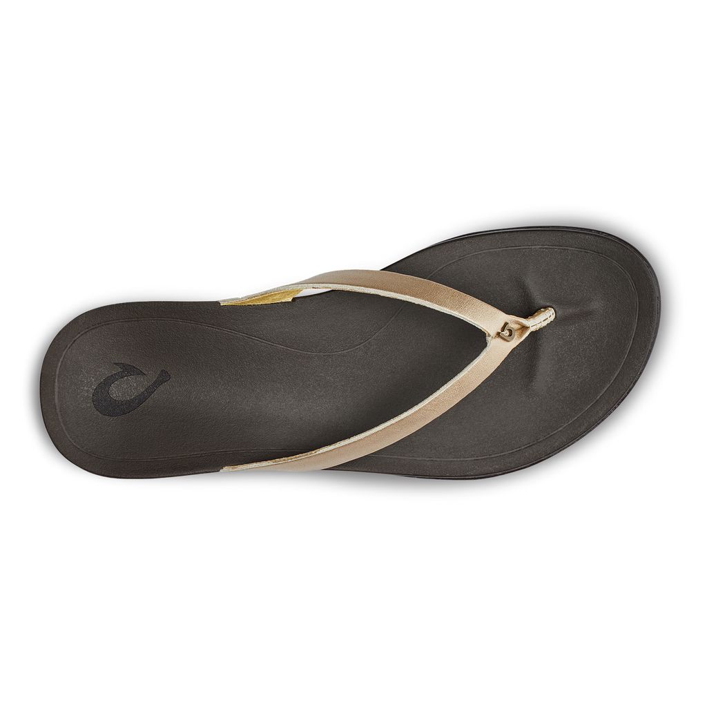 Women's Olukai Ho ōpio Leather Sandals Dark Brown | UZJSRWT-47