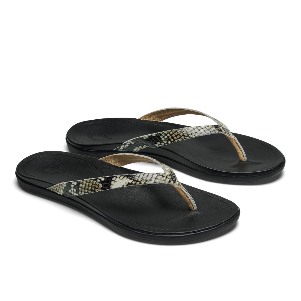 Women's Olukai Ho ōpio Leather Sandals Grey | OGHSFIT-63