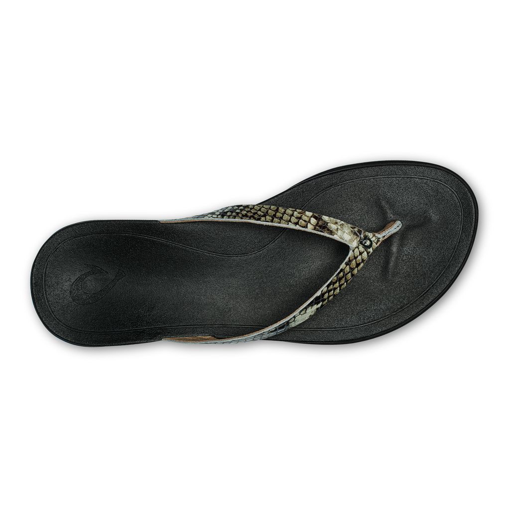 Women's Olukai Ho ōpio Leather Sandals Grey | OGHSFIT-63