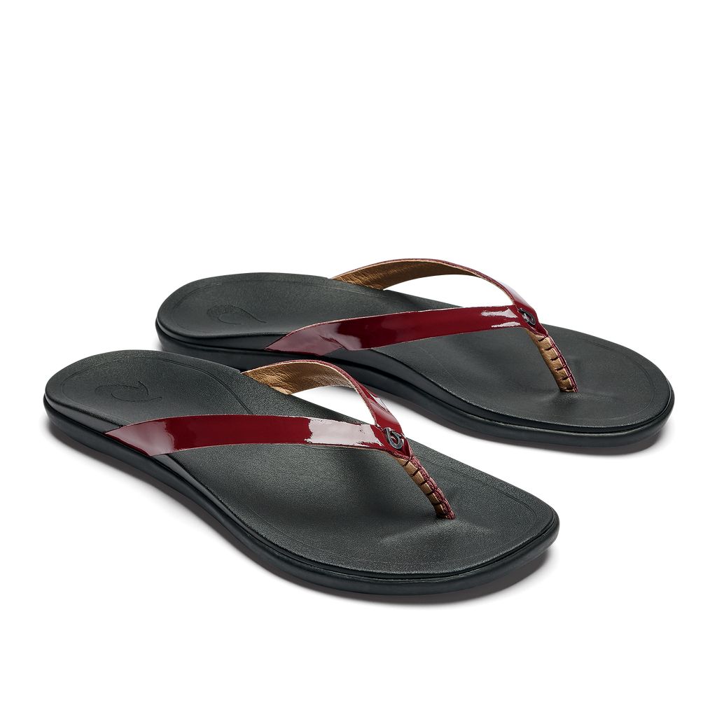 Women's Olukai Ho ōpio Leather Sandals Red | WGLZATQ-36