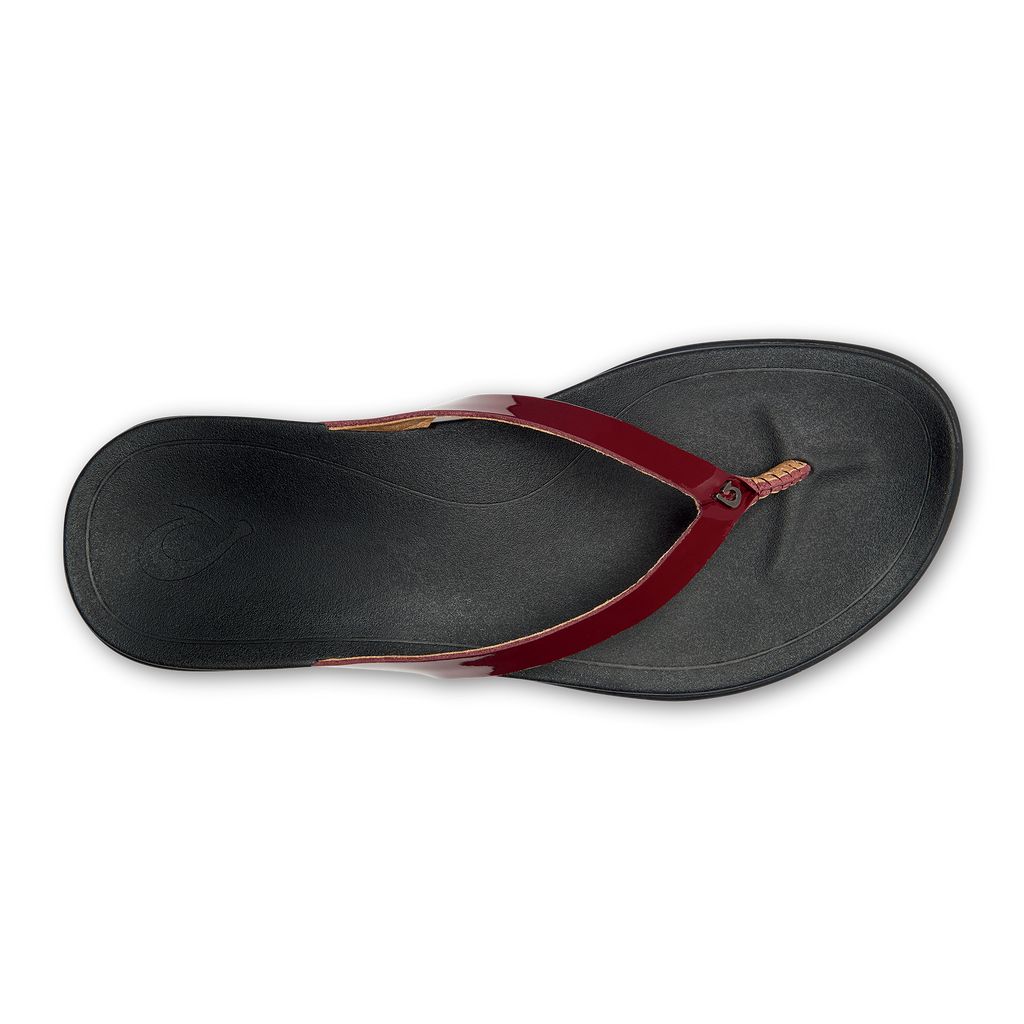 Women's Olukai Ho ōpio Leather Sandals Red | WGLZATQ-36