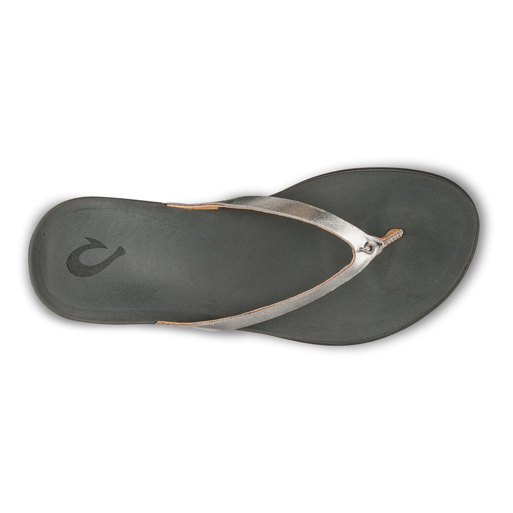 Women's Olukai Ho ōpio Leather Sandals Silver | EDQNLMU-04