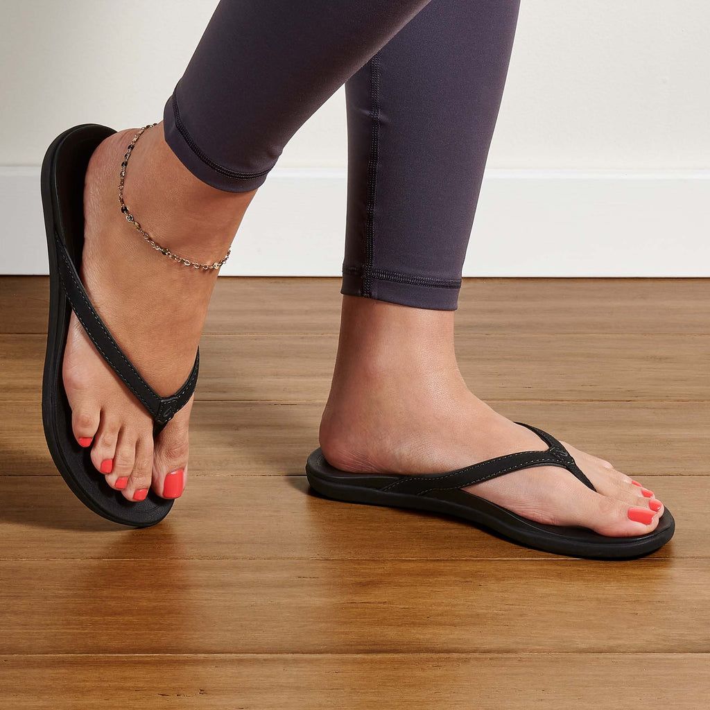 Women's Olukai Ho ōpio Sandals Black | KXCSVWY-75