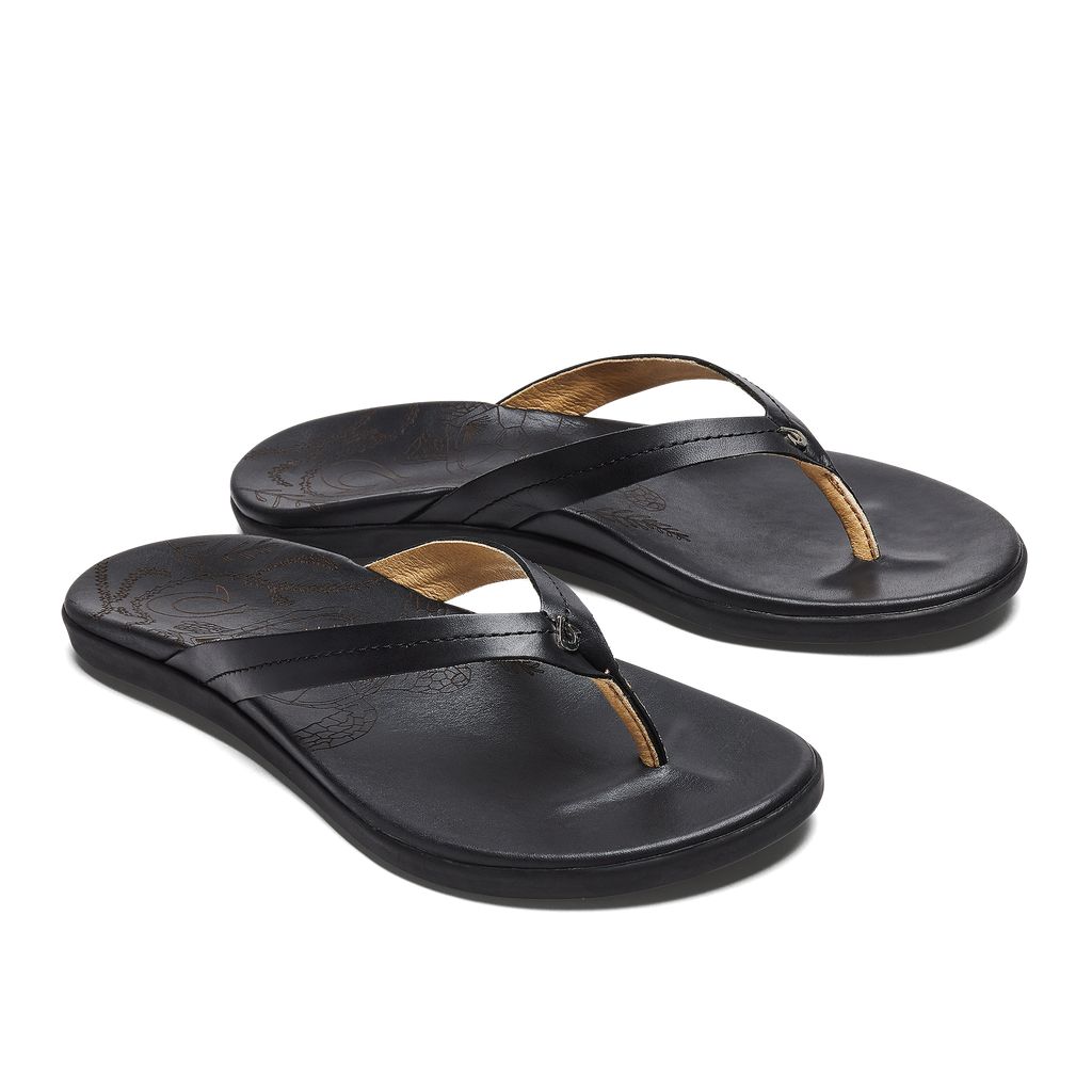 Women's Olukai Honu Sandals Black | ZCVPUEJ-84