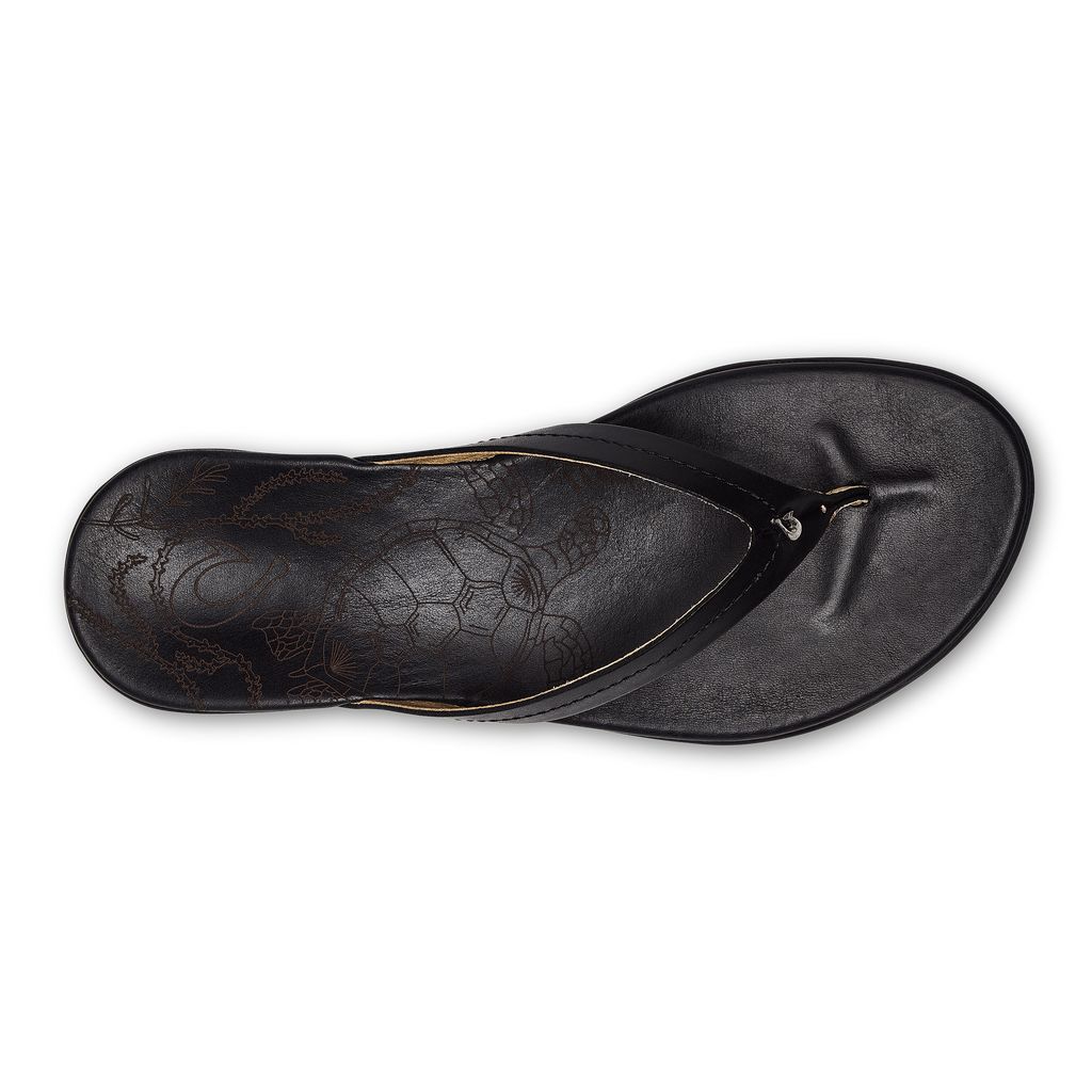 Women's Olukai Honu Sandals Black | ZCVPUEJ-84