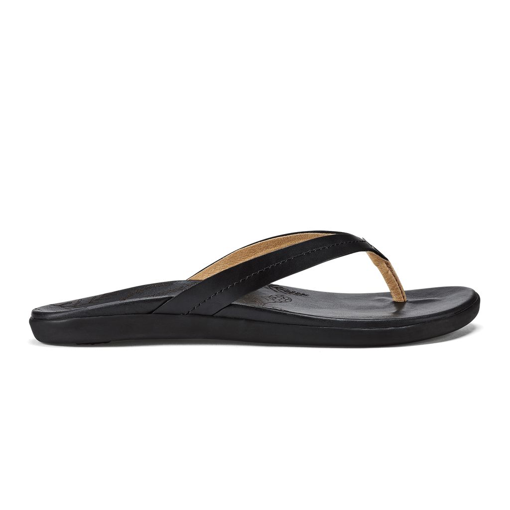 Women\'s Olukai Honu Sandals Black | ZCVPUEJ-84