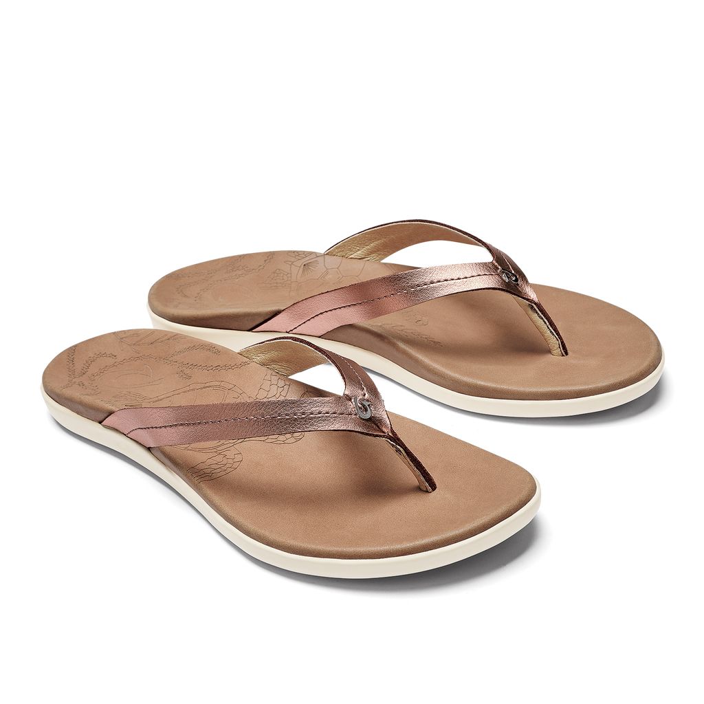 Women's Olukai Honu Sandals Pink Copper | IADZPXF-38