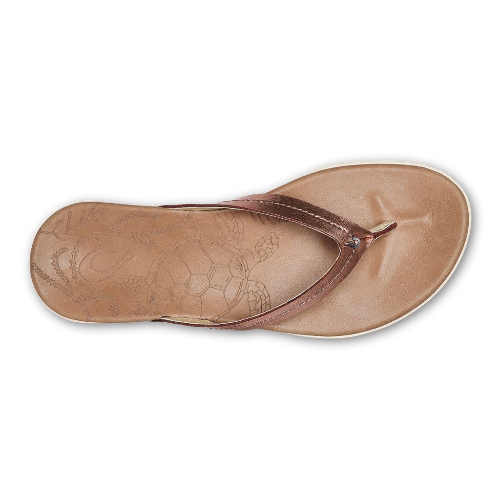 Women's Olukai Honu Sandals Pink Copper | IADZPXF-38