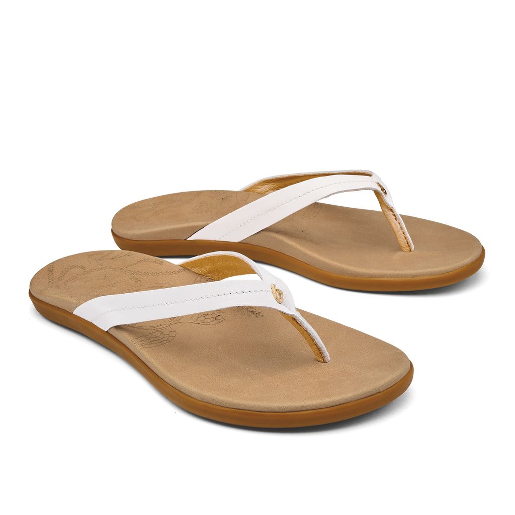 Women's Olukai Honu Sandals White | TMXESUO-86