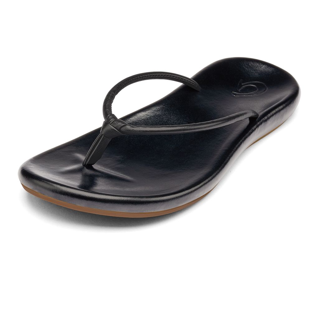 Women's Olukai Huawai Sandals Black | SQIHTKB-50