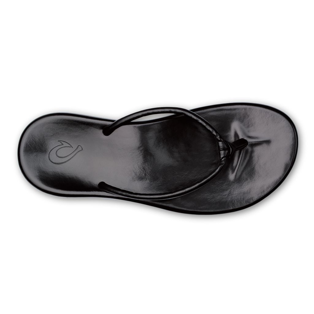 Women's Olukai Huawai Sandals Black | SQIHTKB-50