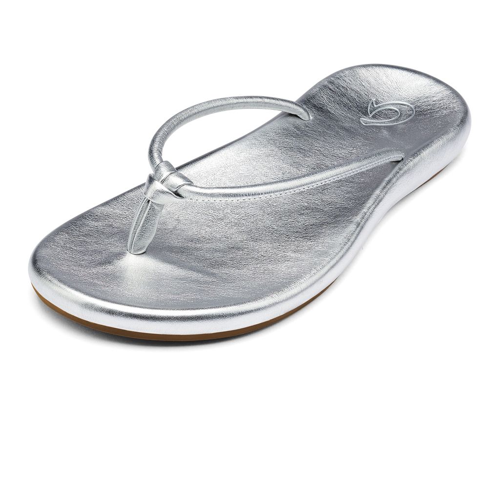 Women's Olukai Huawai Sandals Silver | PGHYBVQ-27