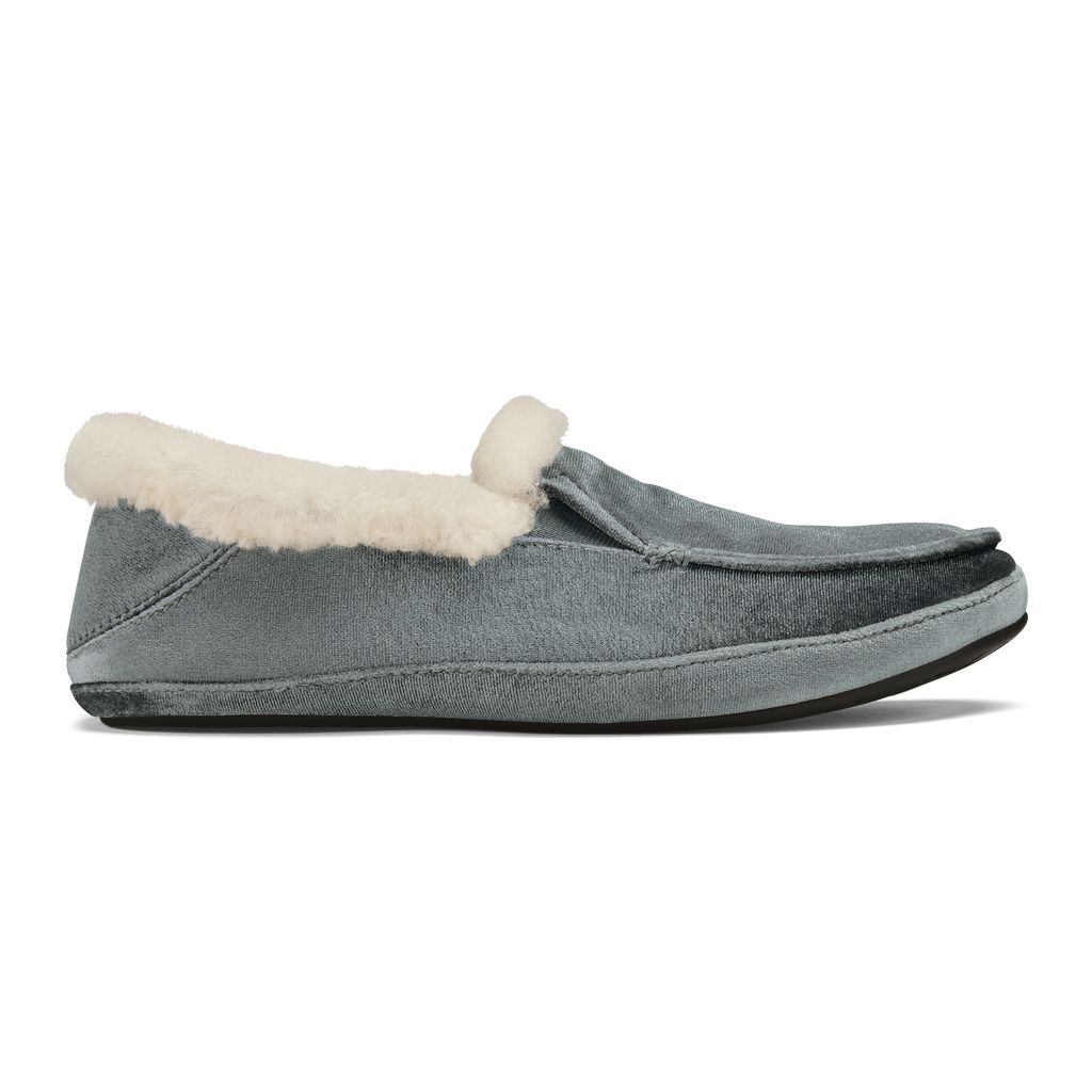 Women\'s Olukai Ku una Lānui Slippers Grey | FOJWZTS-61