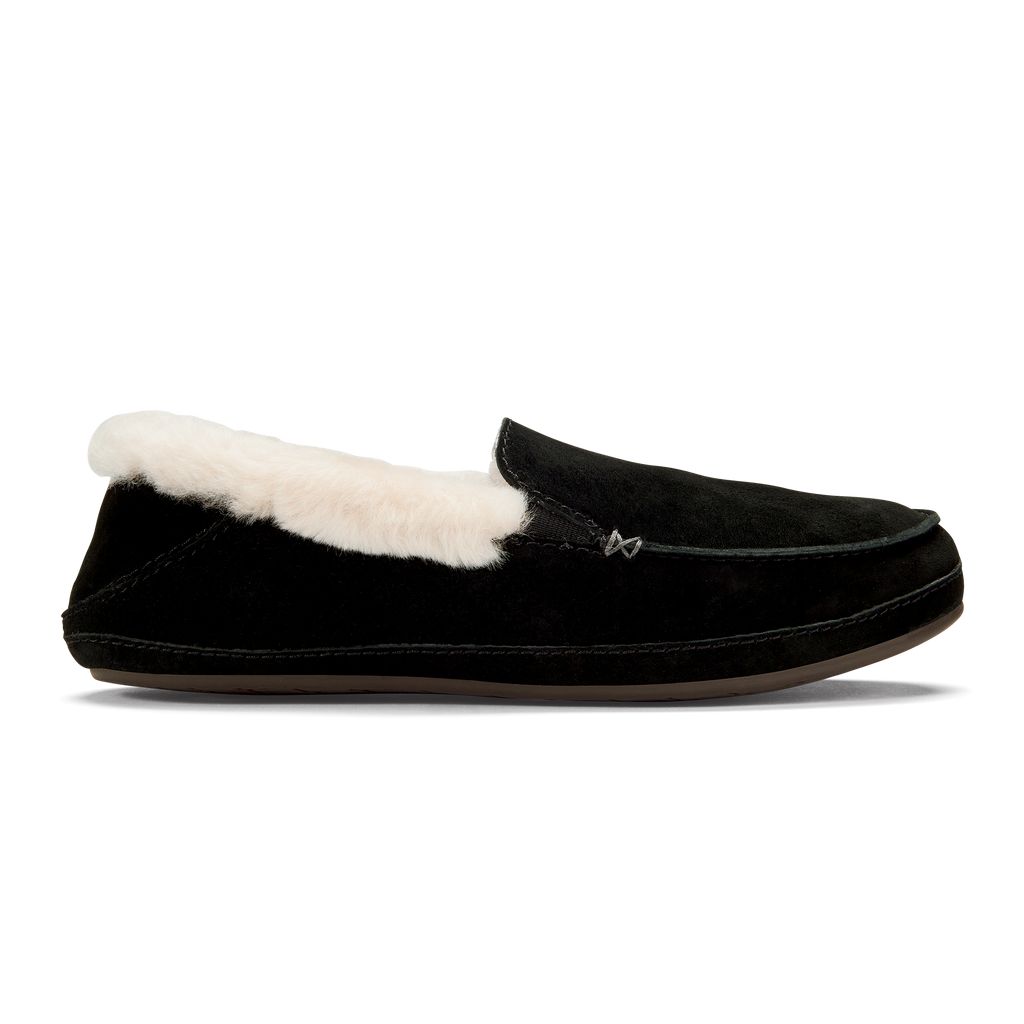 Women\'s Olukai Ku una Slippers Black | OYPIBHZ-84