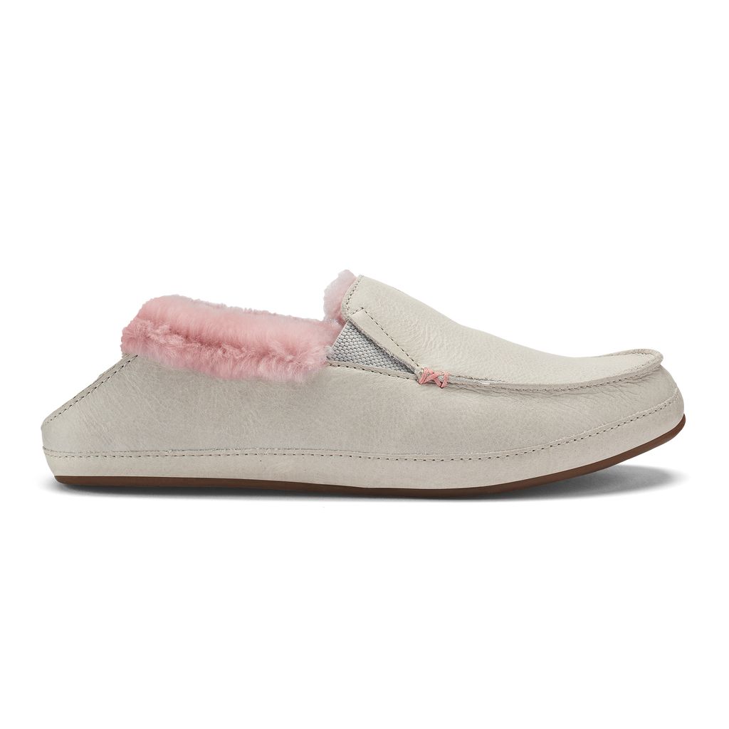 Women's Olukai Ku una Slippers White Grey | OVNTHCX-83