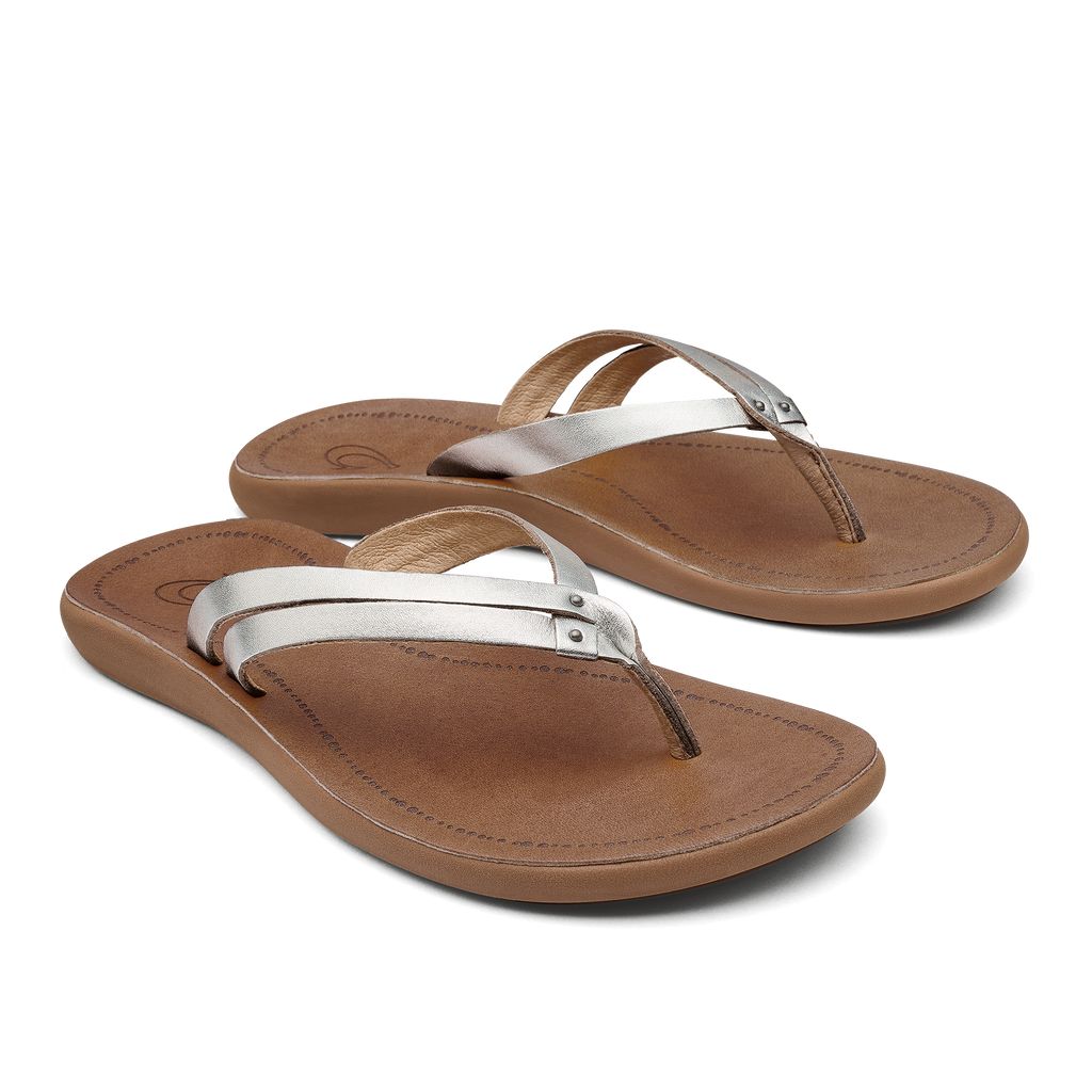 Women's Olukai Kāpehe Luana Sandals Silver | VKZHTDB-62