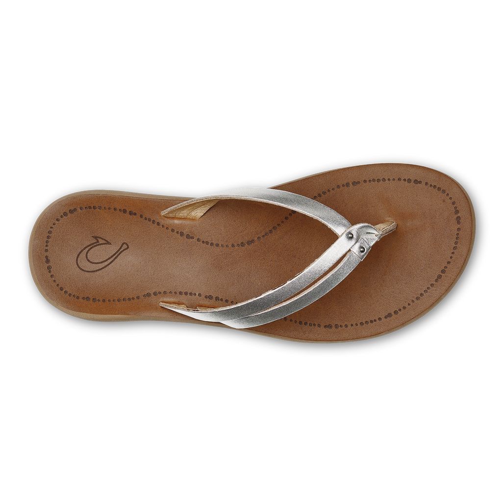 Women's Olukai Kāpehe Luana Sandals Silver | VKZHTDB-62