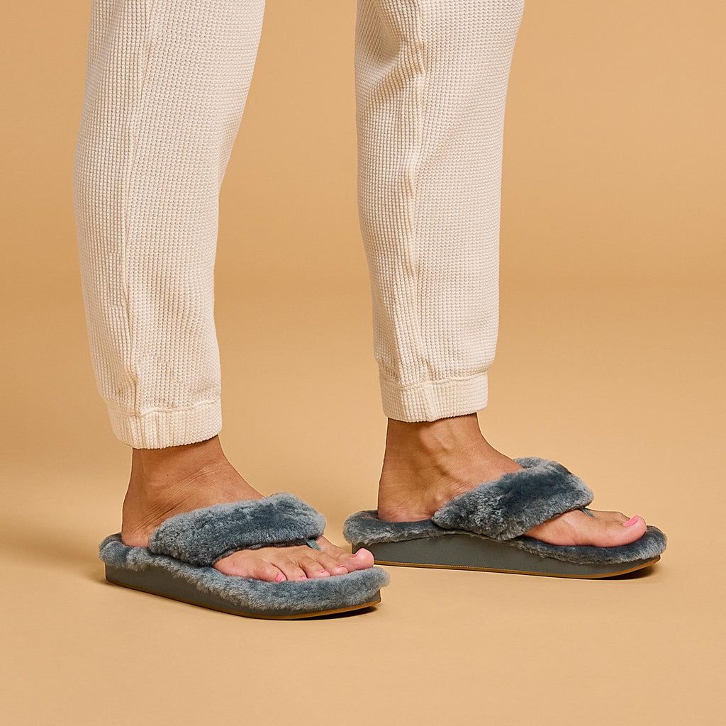 Women's Olukai Kīpe'a Heu Slippers Blue | XZRJOIQ-18