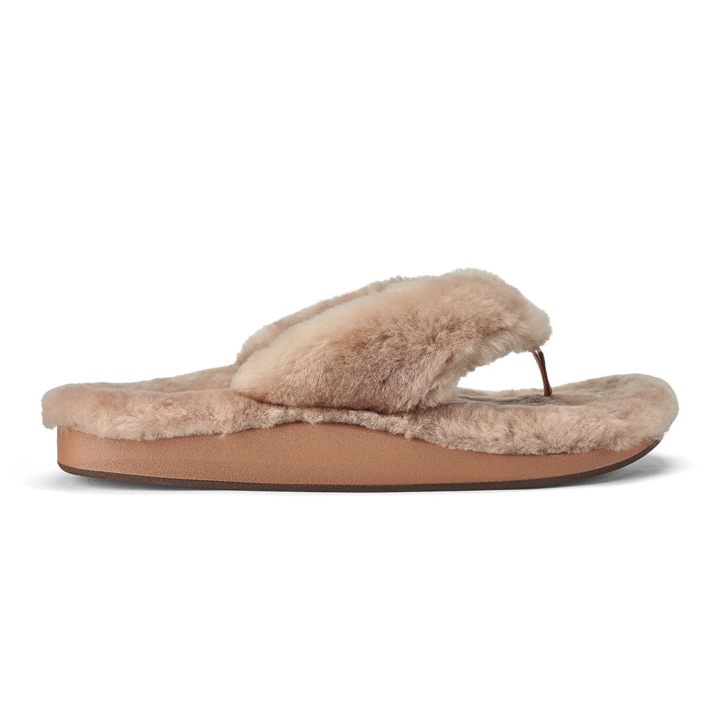 Women\'s Olukai Kīpe\'a Heu Slippers Brown | UIRCQBA-64