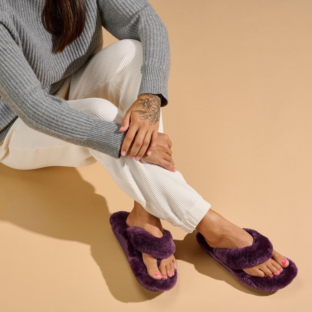 Women's Olukai Kīpe'a Heu Slippers Deep Purple | ACVNUTL-65