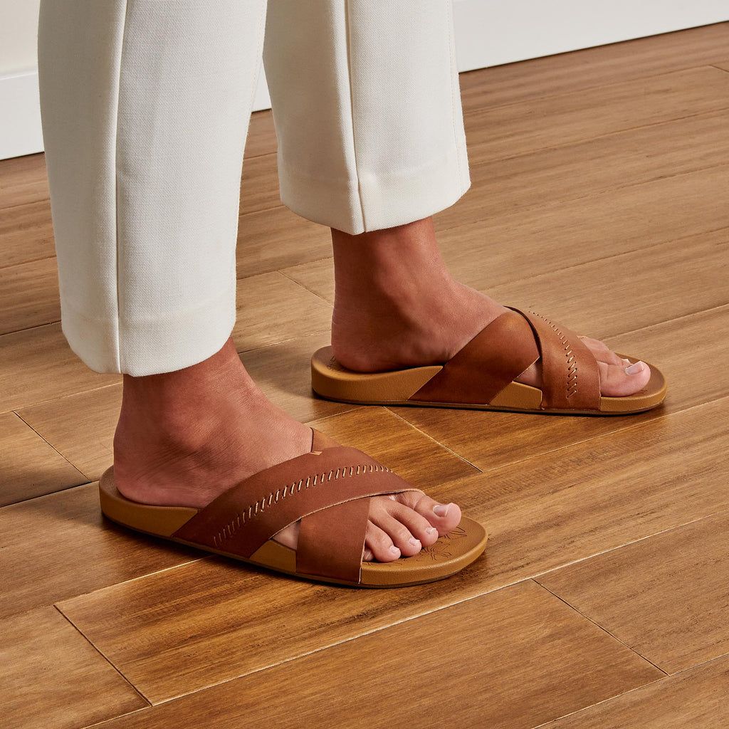 Women's Olukai Kīpe a Olu Slippers Brown | JUGIACV-86