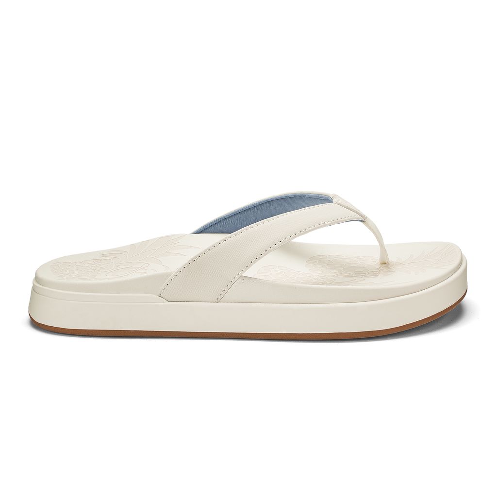 Women\'s Olukai Nu a Pi o Sandals White | EZDKFIA-35