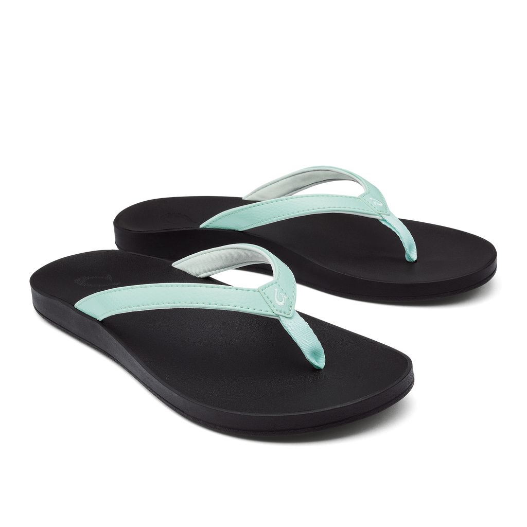 Women's Olukai Puawe Sandals Black | HYEMSUQ-63