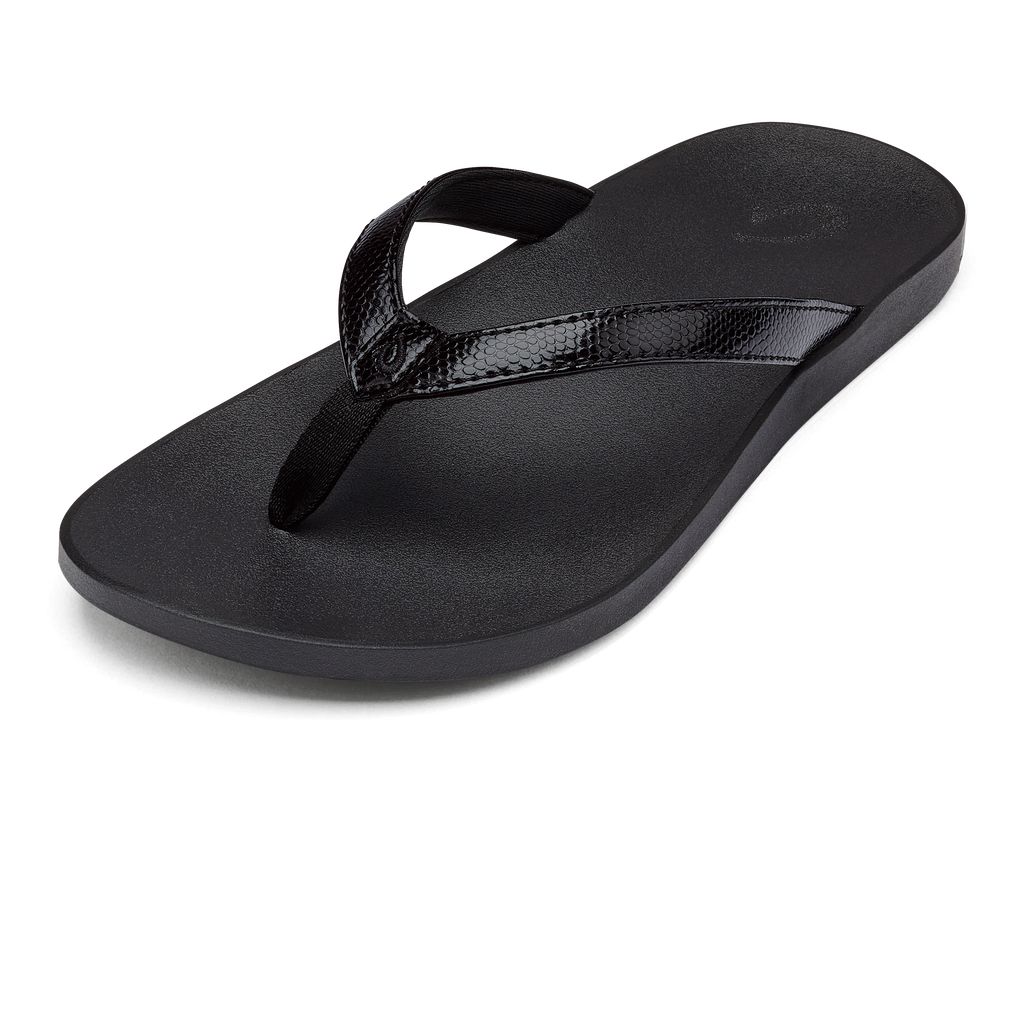 Women's Olukai Puawe Sandals Black | QSPRFWU-50