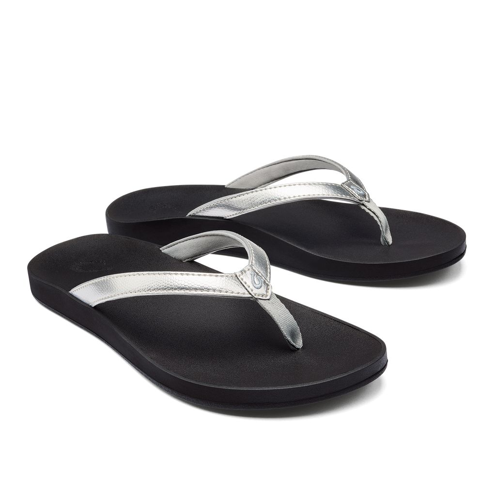 Women's Olukai Puawe Sandals Silver | IJQMKAX-75