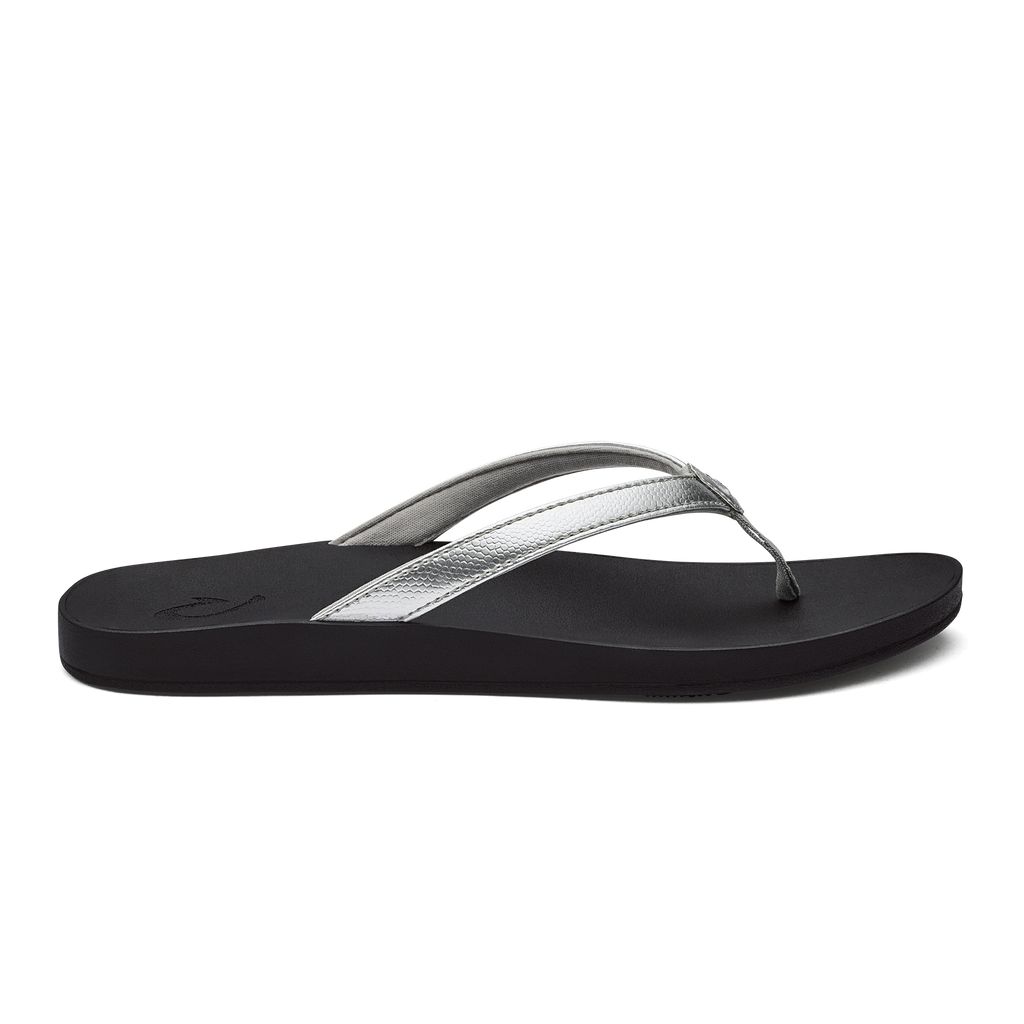 Women\'s Olukai Puawe Sandals Silver | IJQMKAX-75