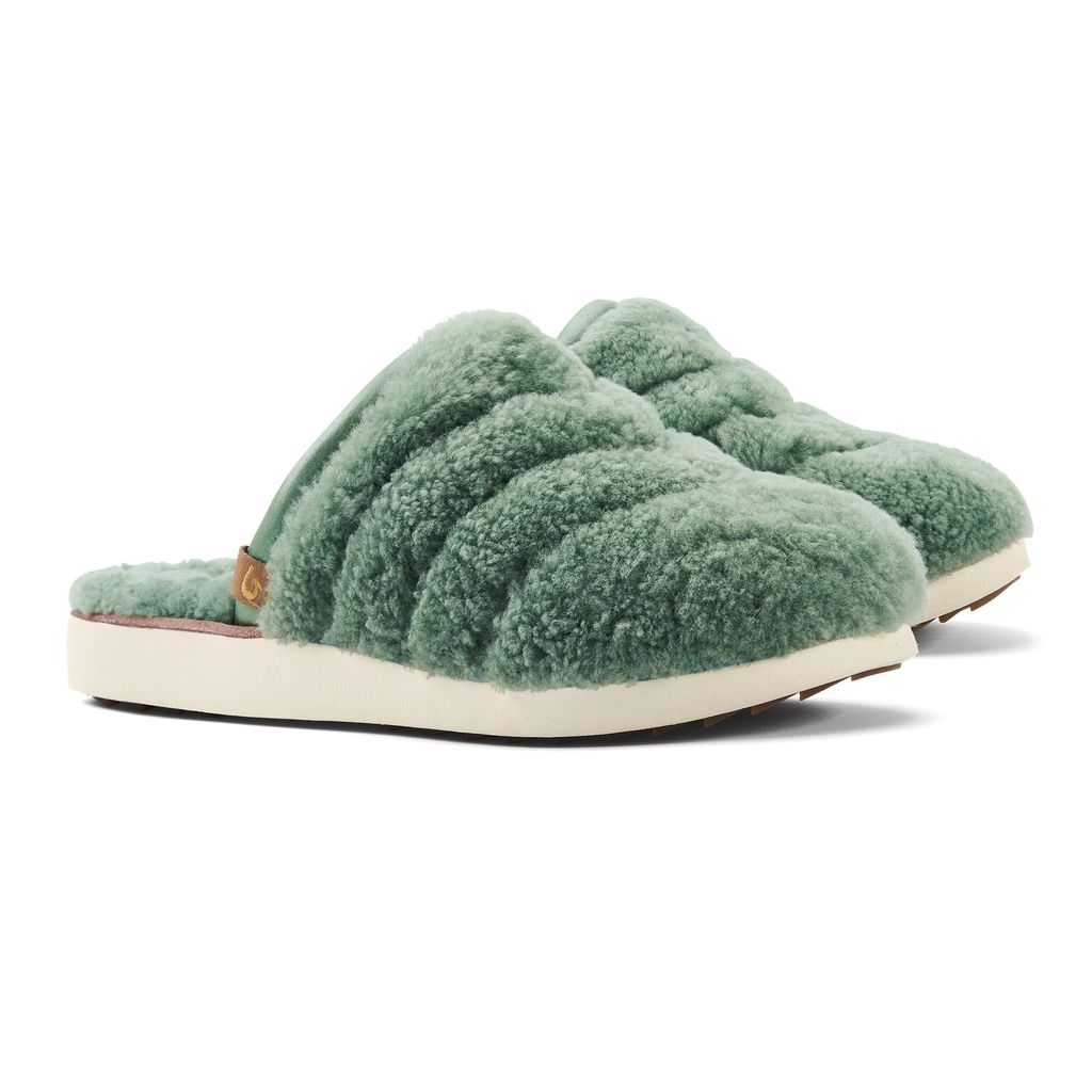 Women's Olukai Pūpū Mua Slippers Olive | PMWDNKF-06