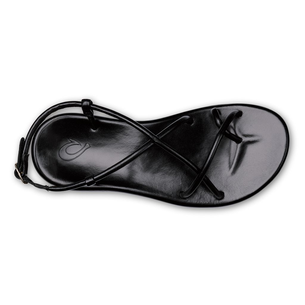 Women's Olukai Waiau Sandals Black | UGSHBQT-93