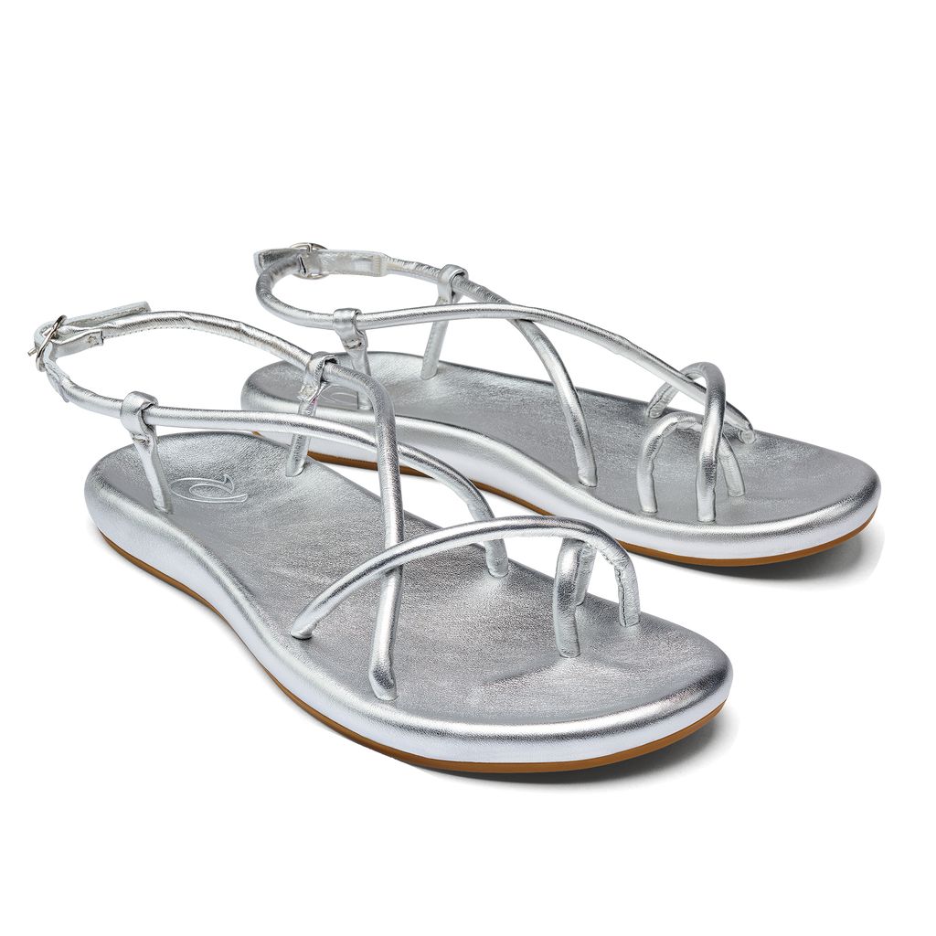 Women's Olukai Waiau Sandals Silver | NVZQKUM-25