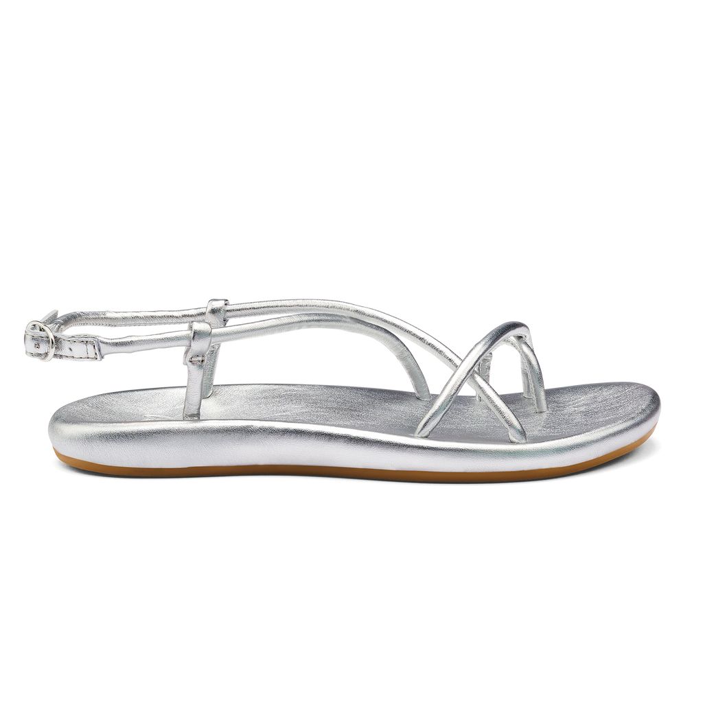 Women\'s Olukai Waiau Sandals Silver | NVZQKUM-25