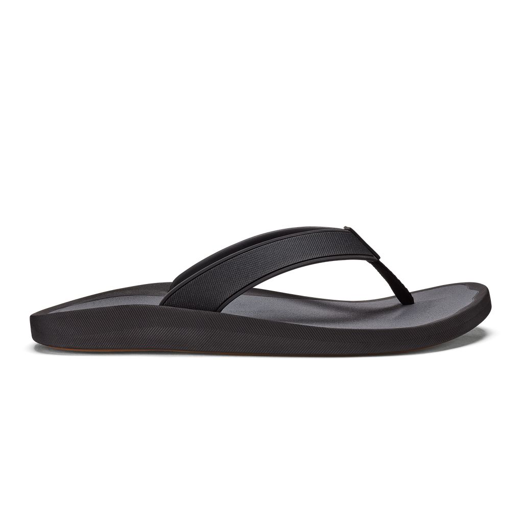 Men's Olukai Kōko o Sandals Black | LZOQCFB-04