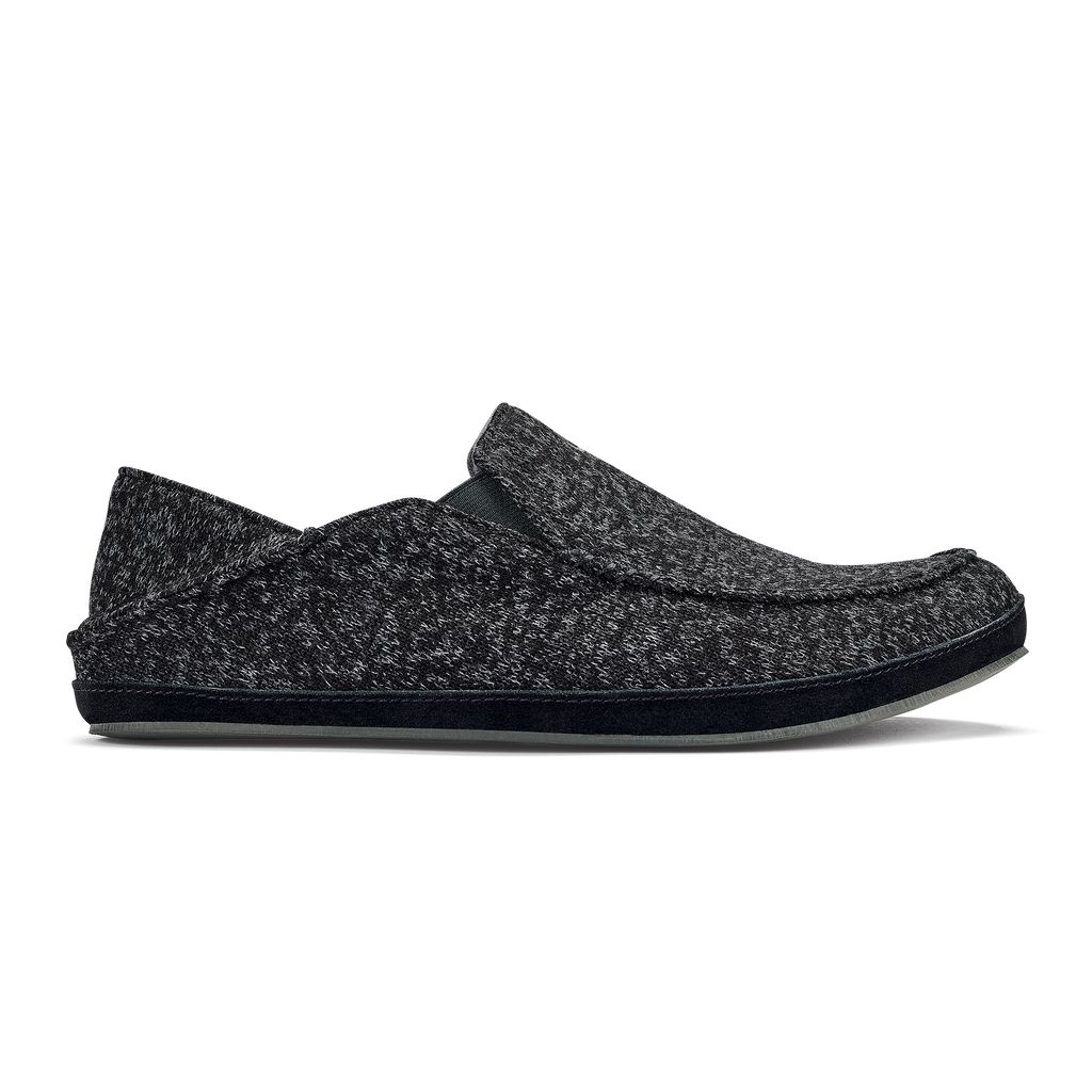 Men's Olukai Moloā Hulu Slippers Black | ZXHQTBV-61