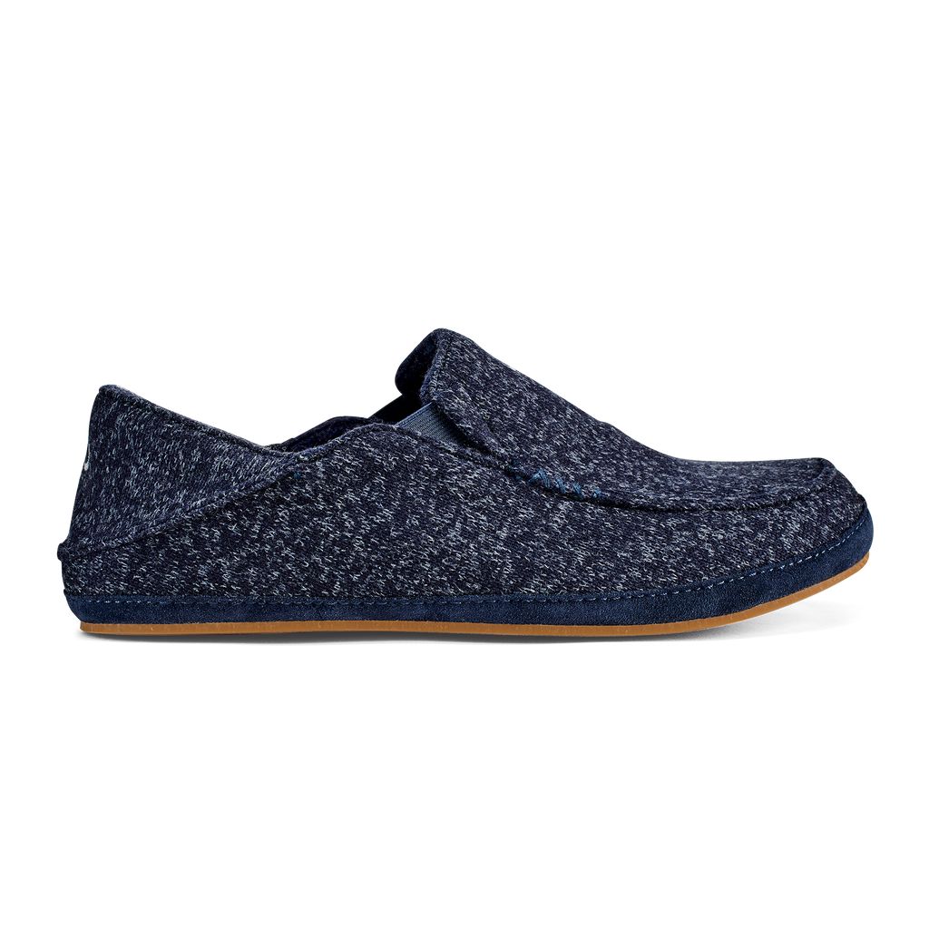 Men's Olukai Moloā Hulu Slippers Blue | BTOMLKU-37