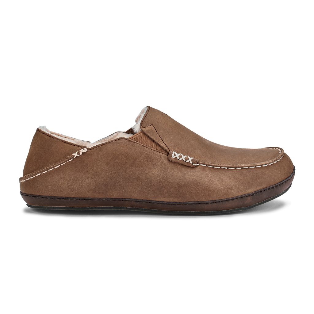 Men's Olukai Moloā Slippers Dark Brown | OWEZJPC-60