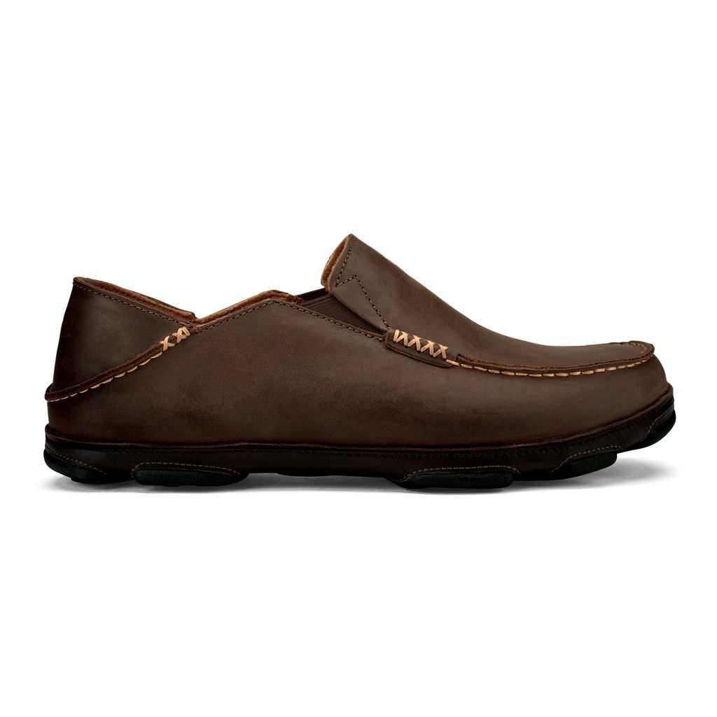 Men's Olukai Moloā Slippers Dark Brown | QAKCWER-34