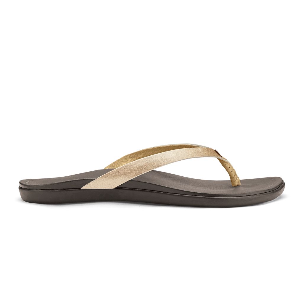 Women's Olukai Ho ōpio Leather Sandals Dark Brown | UZJSRWT-47