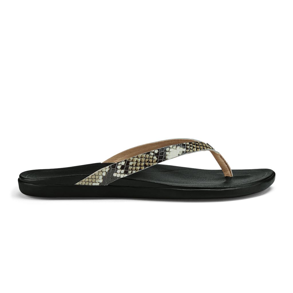 Women's Olukai Ho ōpio Leather Sandals Grey | OGHSFIT-63